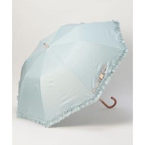 【ランバンオンブルー（傘）】晴雨兼用折りたたみ日傘　ドビーフリル