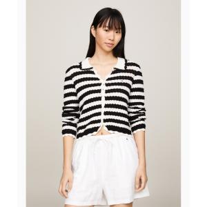 【トミージーンズ】TJW CROCHET STRIPE CARDIGAN｜magaseekp