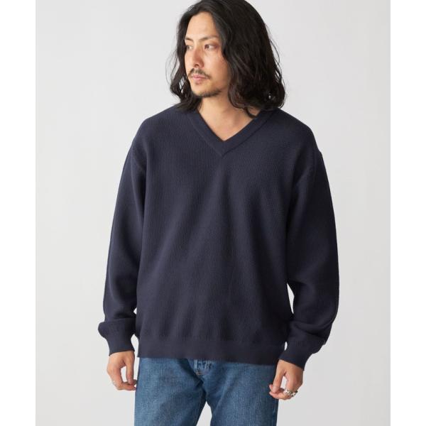 【シップス　メン】SHIPS:〈洗濯機可能〉SOLOTEX(R) コットン ピケ Vネック ニット
