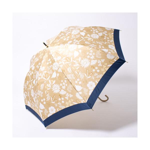 【ランバンオンブルー（傘）】長傘 バイカラー 花柄 サテンプリント 耐風傘 ジャンプ