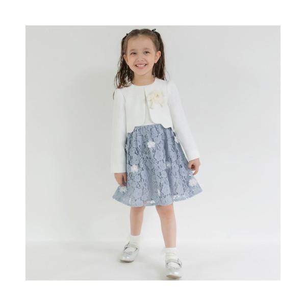 【branshes】【フォーマル】ジャケット＋花柄ジャガードワンピース＋コサージュ　３点セット