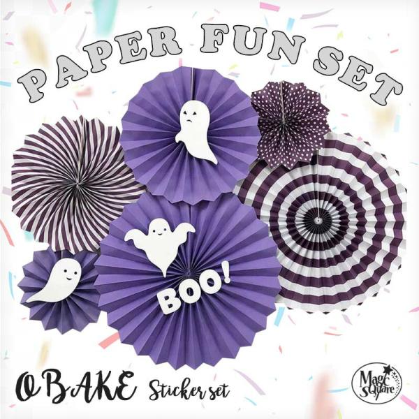 ステッカー付き ペーパーファン 6ピース セット おばけ ハロウィン パーティー 飾り 誕生日 バー...