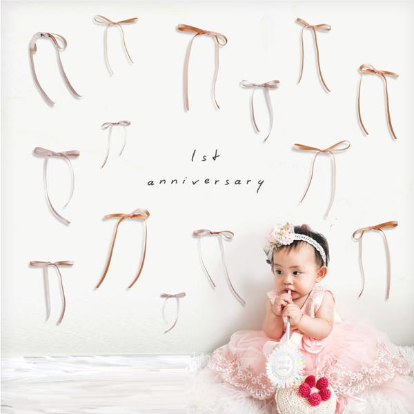 ウォールステッカー フラワーカーテン リボン 誕生日 飾り バースデー ハーフバースデー 100日祝...