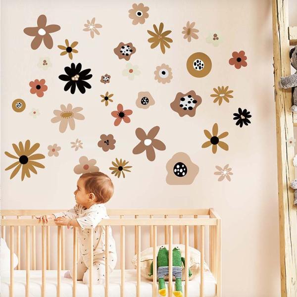 ウォールステッカー お花 花 【モカフラワー】 はがせる 壁 シール ステッカー 壁紙 飾りつけ お...