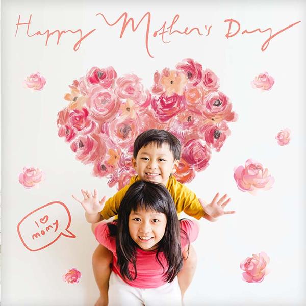 ウォールステッカー 母の日 カーネーション 【ビッグハートママ】 はがせる 壁 シール ステッカー ...