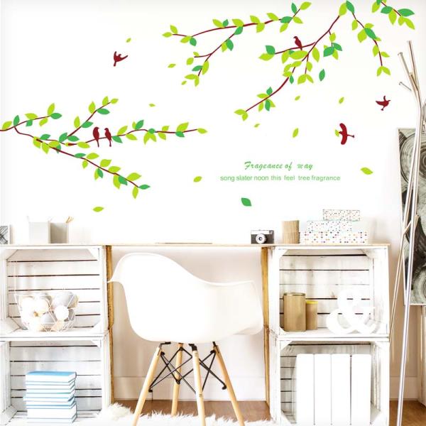 ウォールステッカー 自然 枝 【はばたく小鳥】 はがせる 壁 シール ステッカー 壁紙 飾り 飾りつ...