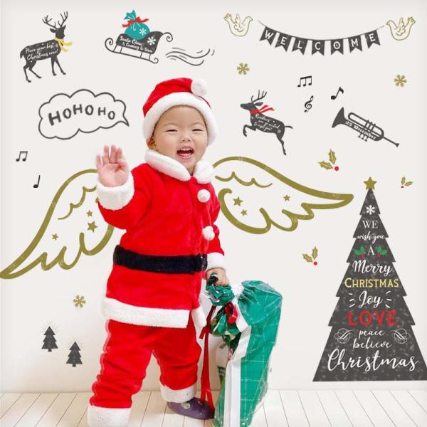 ウォールステッカー クリスマス  飾り付け 室内装飾 シール 壁紙 壁面 玄関 パーティー おしゃれ...