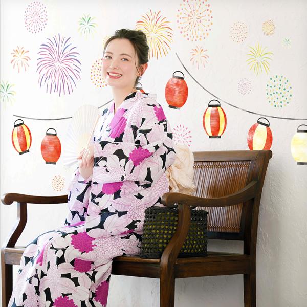 ウォールステッカー はがせる 花火 提灯 夏祭り 縁日 【宵祭り】 壁 シール ステッカー 壁紙 大...