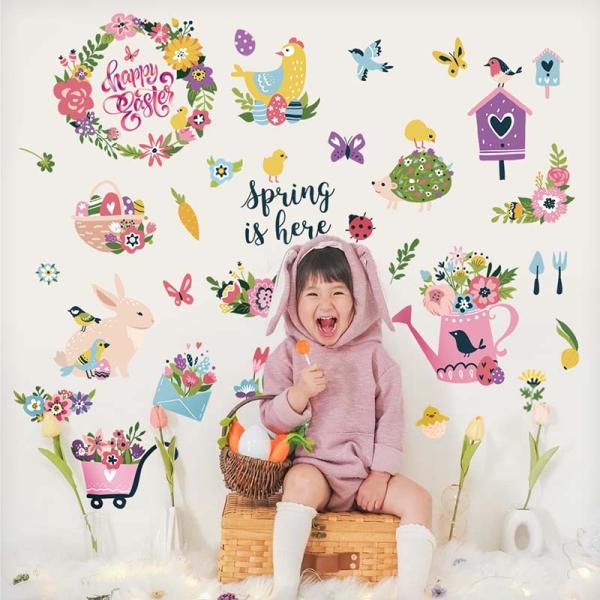 ウォールステッカー イースター 【イースターガーデン】 はがせる 壁 シール ステッカー 壁紙 飾り...