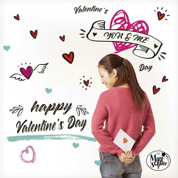 ウォールステッカー バレンタイン  You ＆ Me 貼ってはがせる 壁 シール 賃貸OK 壁紙 か...