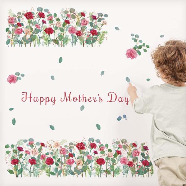 ウォールステッカー 花 母の日 カーネーション はがせる 壁 シール ステッカー 壁紙 大きい 飾り...