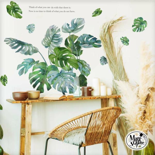 ウォールステッカー エキゾチックグリーン はがせる シール 壁紙 南国 植物 夏 リゾート ハワイ ...
