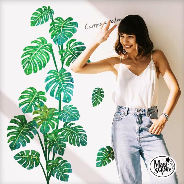 ウォールステッカー 木 花 大きい モンステラ 飾り はがせる トロピカル シール 壁紙 植物 オア...