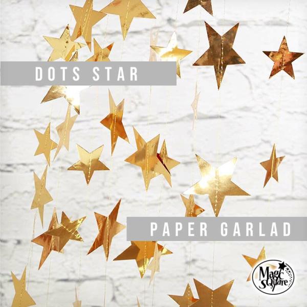 ドットペーパーガーランド ゴールドスター 誕生日 飾り バースデー ガーランド 金 水玉 星