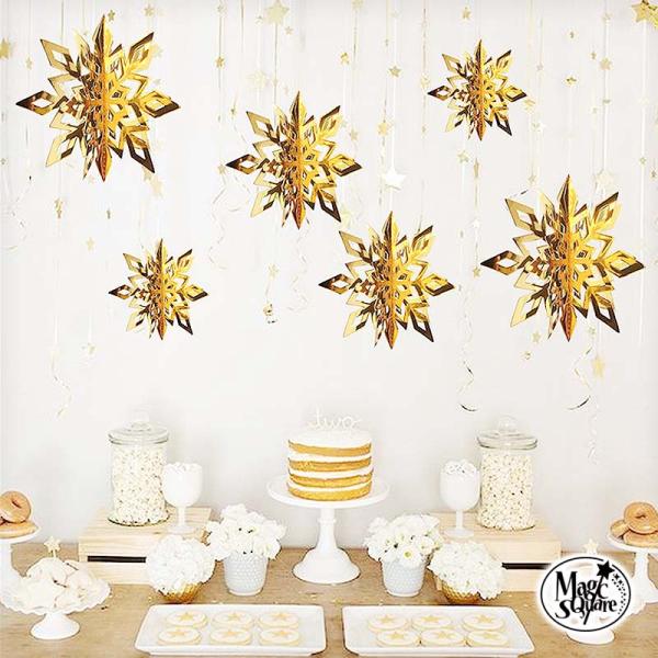 クリスマス 飾り 吊り下げ式 ガーランド 雪の結晶 大 パーティー 海外風 ロゴ 北欧 飾り付け 装...
