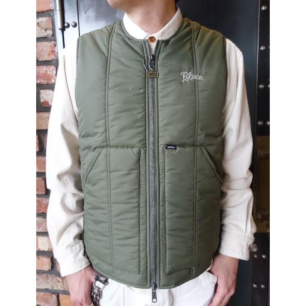 ブルコ BLUCO CREW NECK QUILTING VEST 145-35-008 OLIVE...