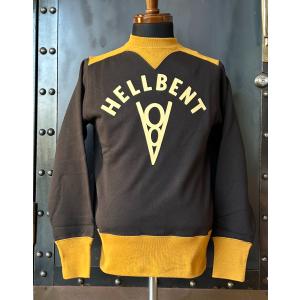 FREEWHEELRES  フリーホイーラーズ "HELLBENT V8"  ATHLETIC SWEAT SHIRT 2334004  SOOT BLACK×OLD GOLD｜magic-u-co