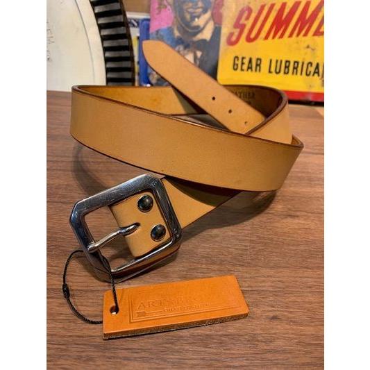 アートブラウン/ArtBrown ベルト 栃木レザー 35mm幅ギャリソンベルト シルバー ブラウン