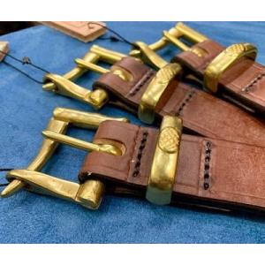 アートブラウン/ArtBrown ベルト UKサドルレザー 33mm幅ファイヤーマンベルト ゴールド...