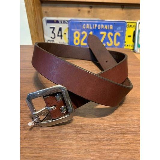 アートブラウン/ArtBrown ベルト 栃木レザー 35mm幅ギャリソンベルト シルバー チョコレ...