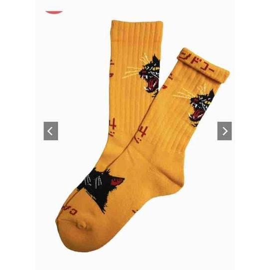 チンアンドコー/ching &amp; co. ソックス <NEW> "BLACK CAT -yellow-...