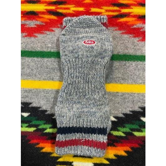 ウエス/Ues ソックス SSX-1_G-35 ライン入りスニーカーソックス　グレー×紺赤ライン