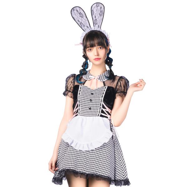 コケティッシュガーリー チドリチェックメイド メイド服 うさぎ コスプレ 仮装 ハロウィン 衣装 大...