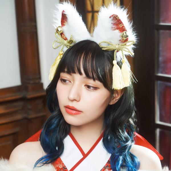 和柄カチューシャ 白狐