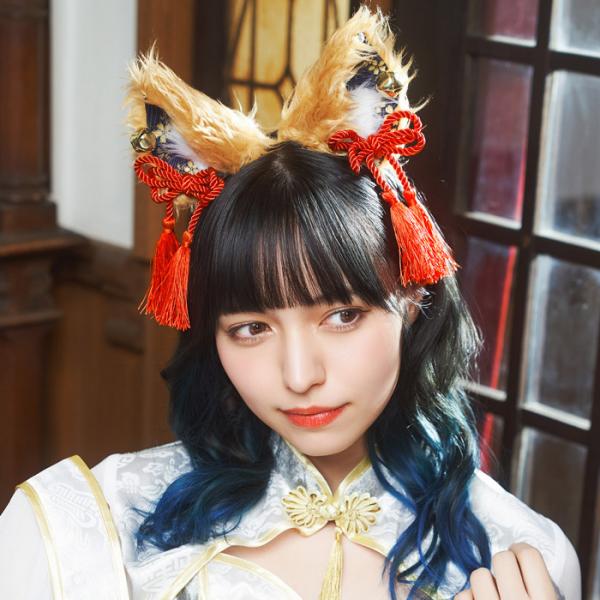 和柄カチューシャ 茶狐