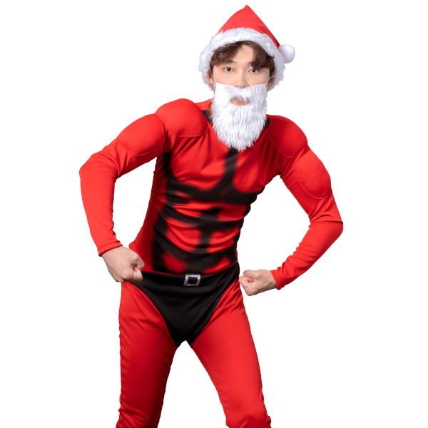 マッスルサンタ クリスマス サンタ服 筋肉 コスプレ 全身タイツ 衣装 赤 コスチューム 男性 大人...