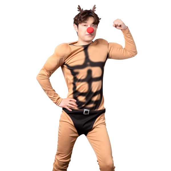 マッスルトナカイ クリスマス となかい 筋肉 コスプレ 全身タイツ 衣装 茶色 コスチューム 男性 ...