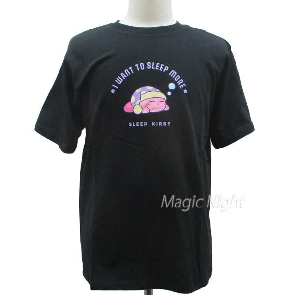 カービィ Tシャツ スリープ 星のカービィＴシャツ 半袖 大人用 ブラック 黒