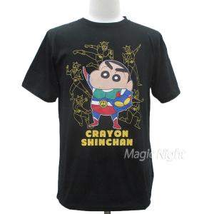 クレヨンしんちゃん Tシャツ アクション仮面 黒 メンズ 半袖｜magicnight