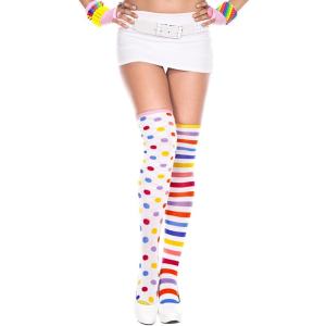 4605 Striped and Polkadot Thigh Hi / 分類：タイハイソックス