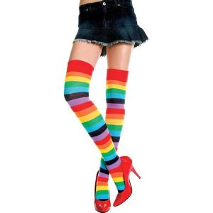 4874 Rainbow Acrylic Thigh Hi / 分類：タイハイソックス