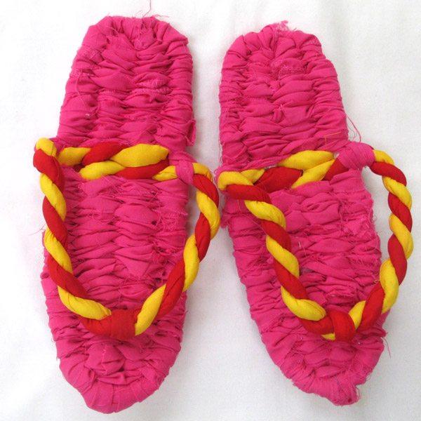 カラーわらじ ピンク 草鞋 草履 24cm 手作り 布わらじ 布ぞうり