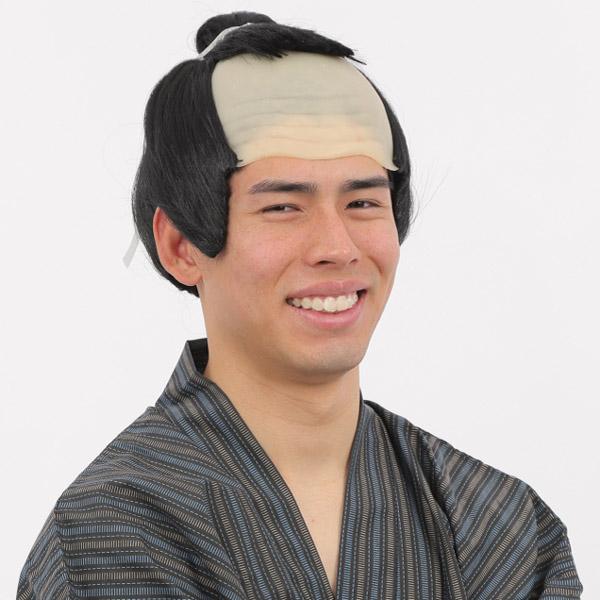 ザ・さむらい 毛髪付き廉価ウィッグ かつら 侍 サムライ 武士 浪人 カツラ 侍かつら 仮装用ウィッ...