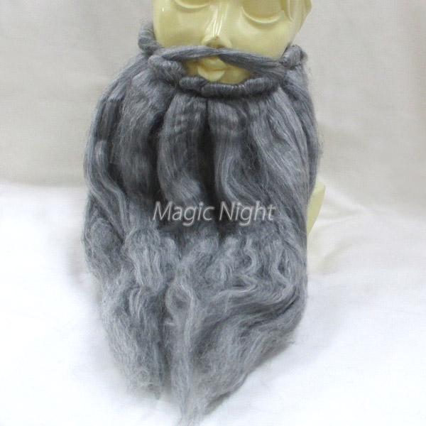 あごひげセット グレー 超ロング 40cm 付けひげ ひげ 髭 長い 白髪 灰色 コスプレ 男女兼用