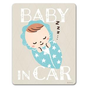 車ステッカー 赤ちゃん寝顔おくるみ星柄 BABY IN CAR