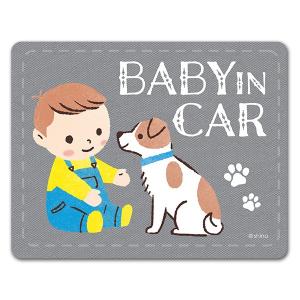 車ステッカー 赤ちゃんと子犬 BABY IN CAR ベビーインカー