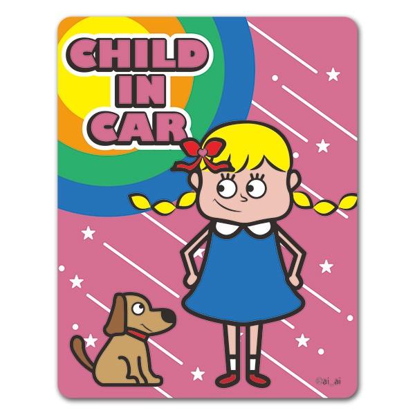 車ステッカー 女の子と犬 金髪おさげ CHILD IN CAR チャイルドインカー 車マグネットステ...