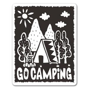 車ステッカー キャンプ テント シルエット GO CAMPING キャンプへ行こう アウトドア レジャー 車マグネットステッカー ゆうパケット対応210円〜