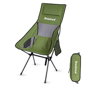 Dualeco アウトドアチェア キャンプ椅子 折りたたみ コンパクト 軽量 イス 枕付き 収納バッグ付き ハイキング お釣り 登山 耐荷重150kg