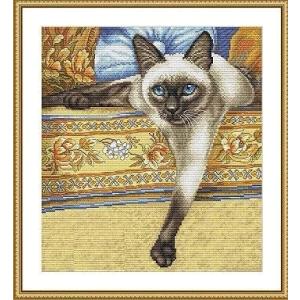 Siamese Cat, Blue eyed Cats counted cross stitch k...