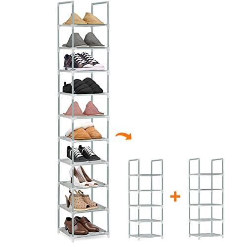 シューズラック 10段 10足 省スペース スリム 玄関に靴を効率収納 組み立て式 幅約30×奥行3...