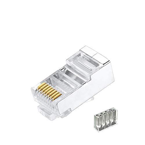 RJ45 LANモジュラープラグ RJ45 コネクタ CAT6A 8P8C(8極8芯) STP 金メ...