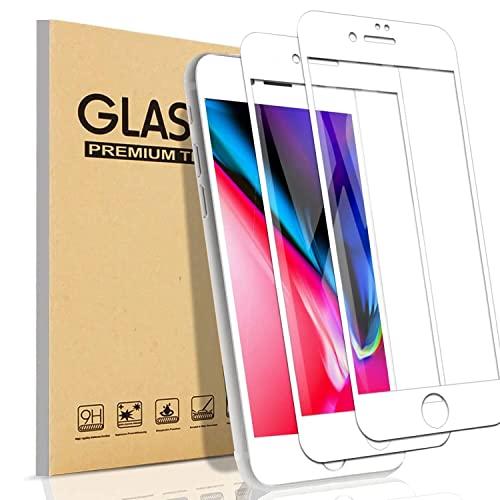iPhone8Plus ガラスフィルム iPhone7Plus ガラス 【ホワイト】アイフォン7+ ...
