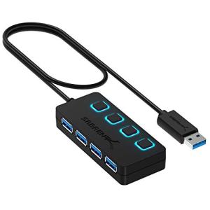 SABRENT 4ポートUSB 3.0ハブ（個別LED電源スイッチ付き）｜60cmケーブル｜スリム＆ポータブル｜Mac＆PC用「USBデバイスの充電不｜mago8go8