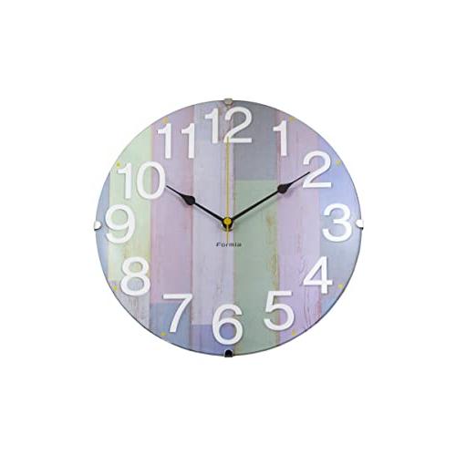 フォルミア(Formia) 掛け時計 ブルー アナログ インテリアクロック 立体文字 静音 連続秒針