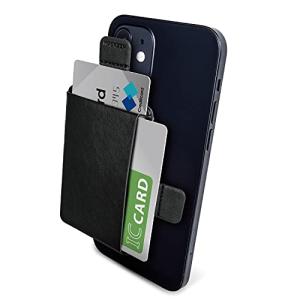 エレコム カードポケット ソフトレザー 磁気吸着 MAGKEEP iPhone12シリーズ対応 カード2枚収納 ブラック AMS-BP02BK